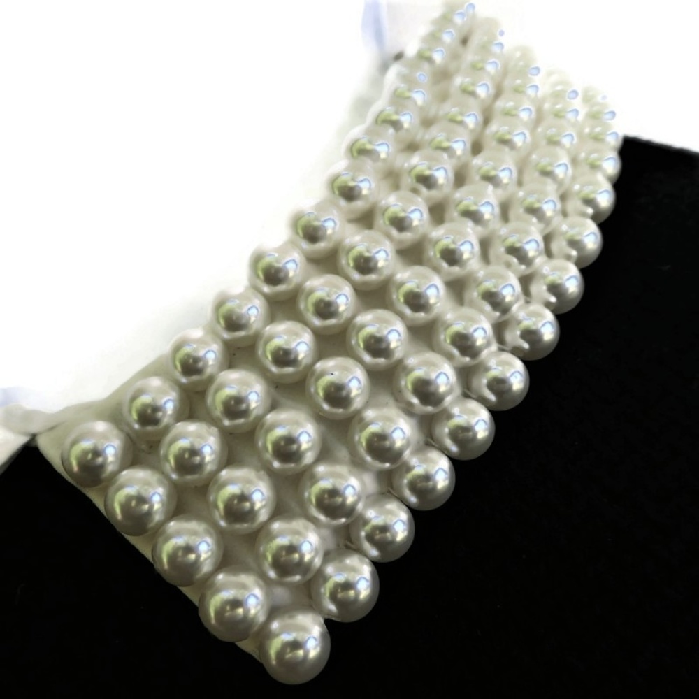 Betsey Johnson Dress Black A Line Pearl Collar 8 - Picture 6 of 8